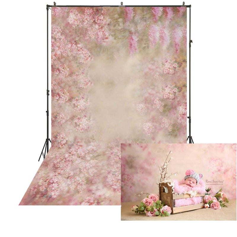 KonPon 5x6.5ft Colorful Fantasy Background Pink Painting Flower Backdrop for Photography Baby Shower Backdrop Maternity Shoots Newborn Photo Studio Background Seamless - Image 1